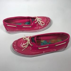 Sperry Top Sider Biscayne YG42851F Boat Shoe Youth Size 5 womens 6.5 pink Sequin